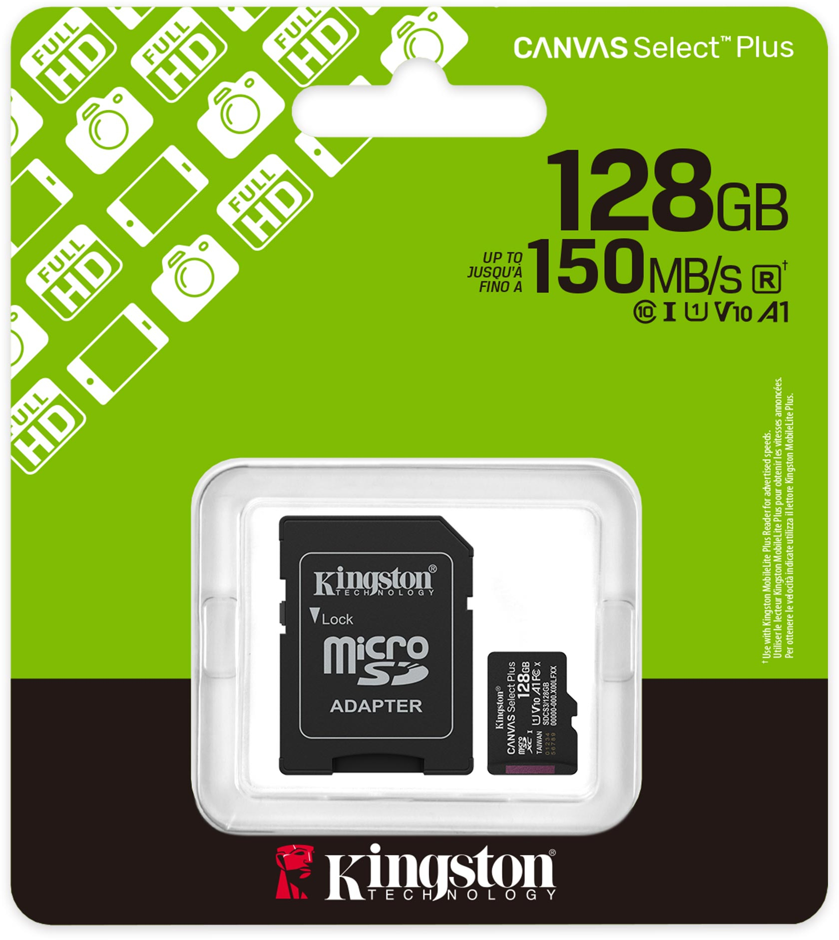 MicroSDXC 128 Gb Kingston Canvas Select Plus class 10 UHS-I A1 з SD-адаптером - зображення 3