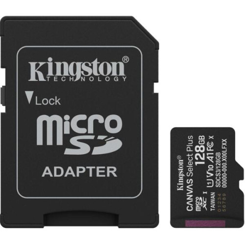 MicroSDXC 128 Gb Kingston Canvas Select Plus class 10 UHS-I A1 з SD-адаптером - зображення 1