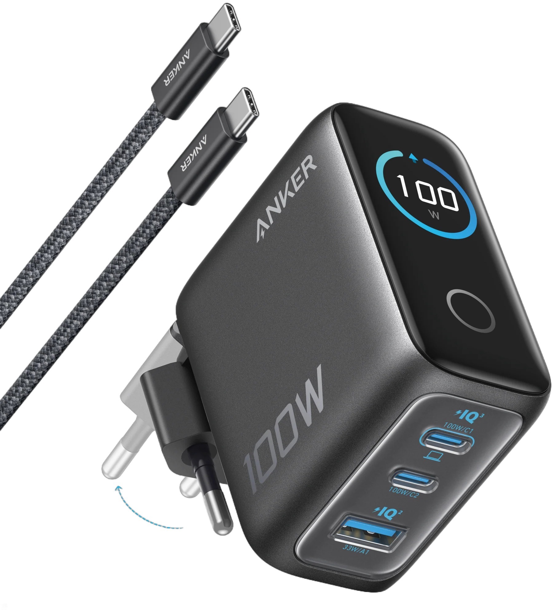 Зарядний пристрій ANKER GaN Charger 100W (B121BGZ1) - зображення 1