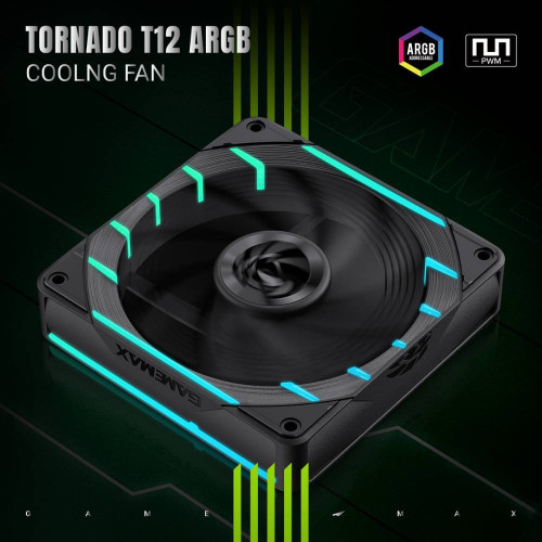 Вентилятор для корпусів 120 мм GAMEMAX Tornado T12 ARGB-R - зображення 8