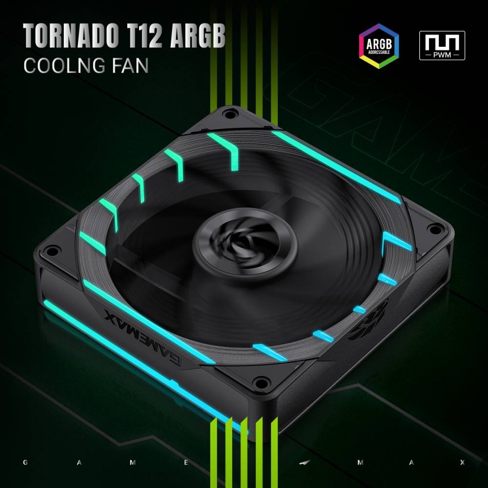 Вентилятор для корпусів 120 мм GAMEMAX Tornado T12 ARGB-R - зображення 8