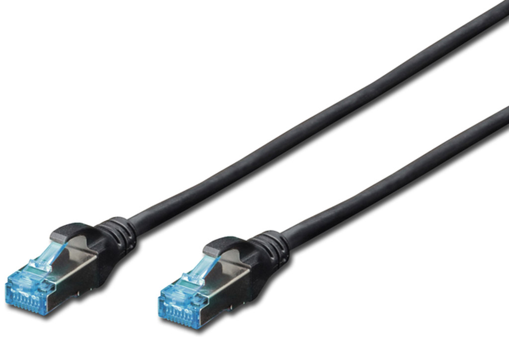 Патч-корд CAT5e SF-UTP, RJ45, 2.0м, AWG 26\/7, CU, чорний, Digitus - зображення 1
