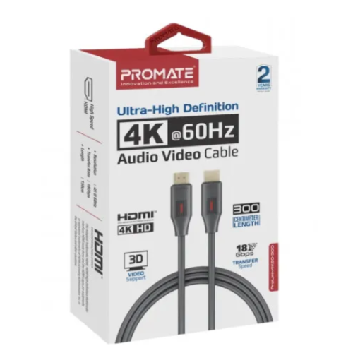 Кабель HDMI to HDMI, 3.0m V2.0 4K60Hz Promate (prolink4k60-300) - зображення 2