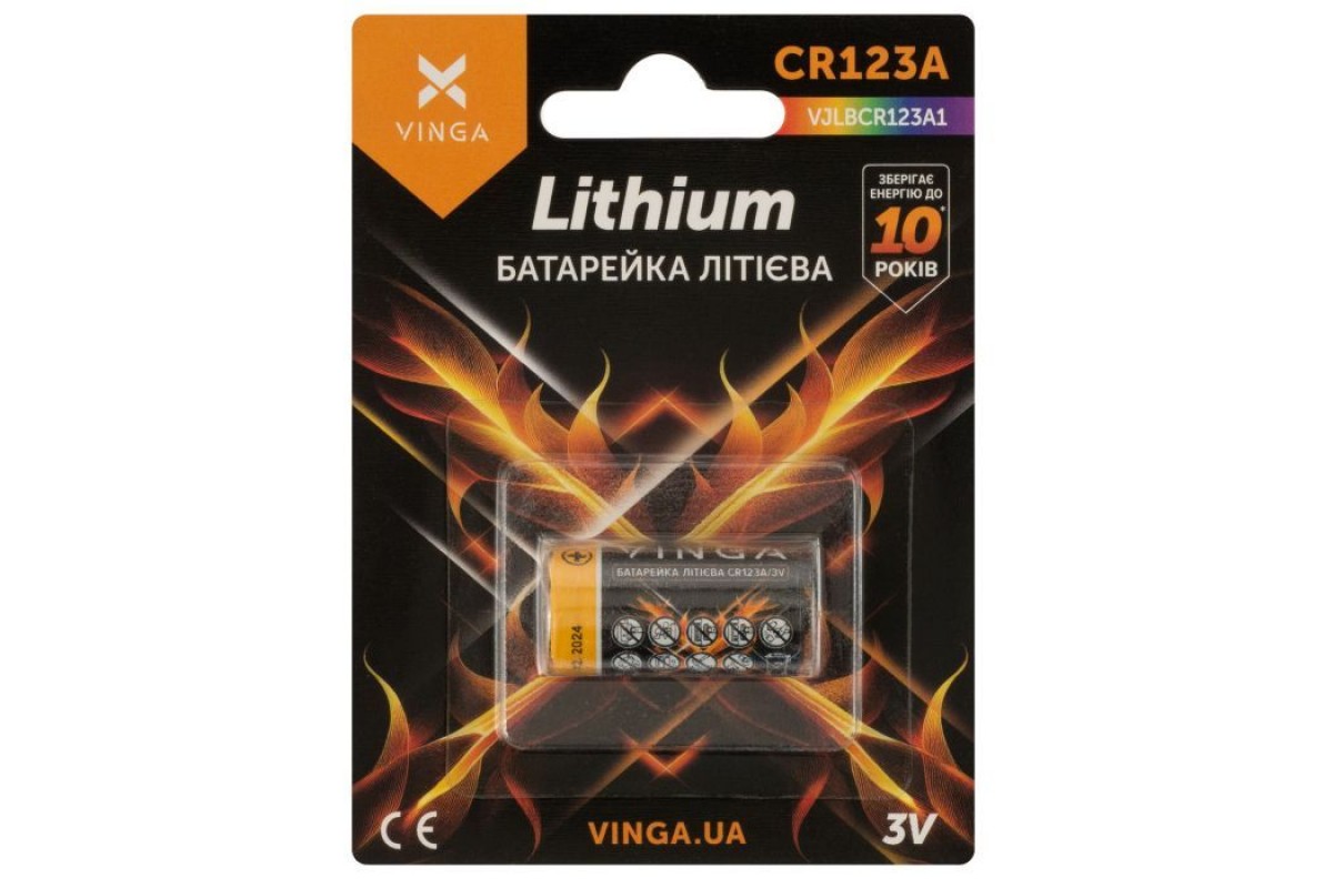 Батарейка CR123, Lithium 3V, Vinga - зображення 1