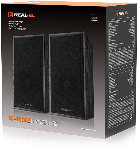 Колонки REAL-EL S-202 Black - зображення 9