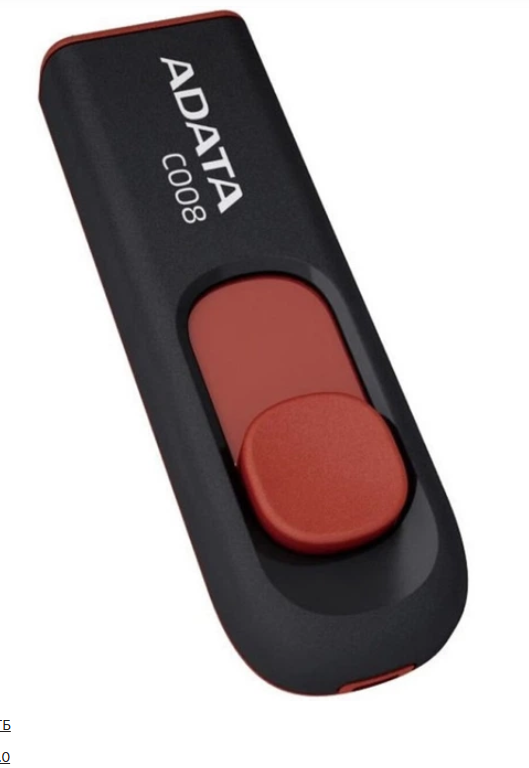 Флеш пам'ять USB 32 Gb ADATA C008 black+red  USB2.0 - зображення 2