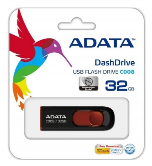 Флеш пам'ять USB 32 Gb ADATA C008 black+red  USB2.0 - зображення 3