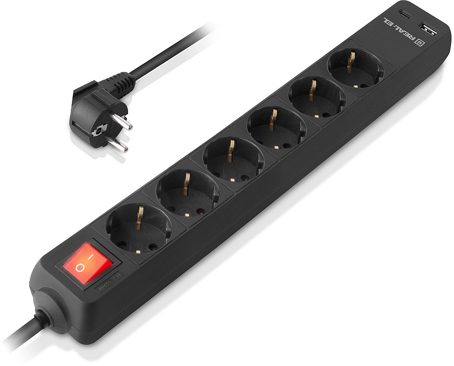 Мережевий фільтр REAL-EL RS-PROTECT 605 (EL122300041) - зображення 1