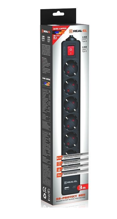 Мережевий фільтр REAL-EL RS-PROTECT 605 (EL122300041) - зображення 6