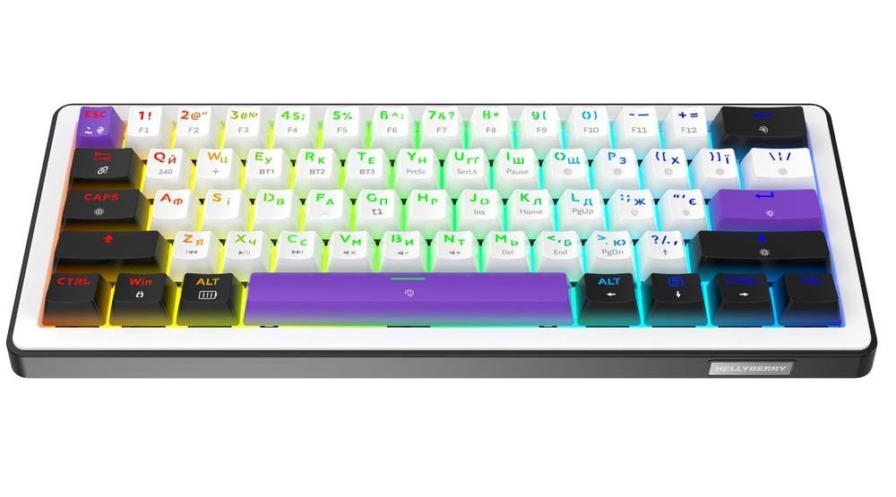 Клавіатура Hator Hellyberry HK60 Mechanical Linear RGB UA White\/Violet (HK60_wireless) - зображення 2