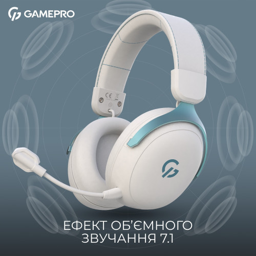 Безпровідна Bluetooth гарнітура GamePro Asgard Freya Pro White\/Blue (HSW201WB) - зображення 6