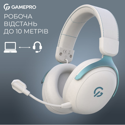 Безпровідна Bluetooth гарнітура GamePro Asgard Freya Pro White\/Blue (HSW201WB) - зображення 14