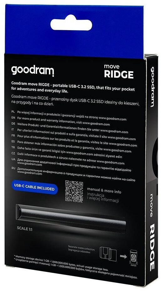 Зовнішній накопичувач SSD 1TB Goodram Move Ridge (SSDR-GMRE-01T-K0) - зображення 4