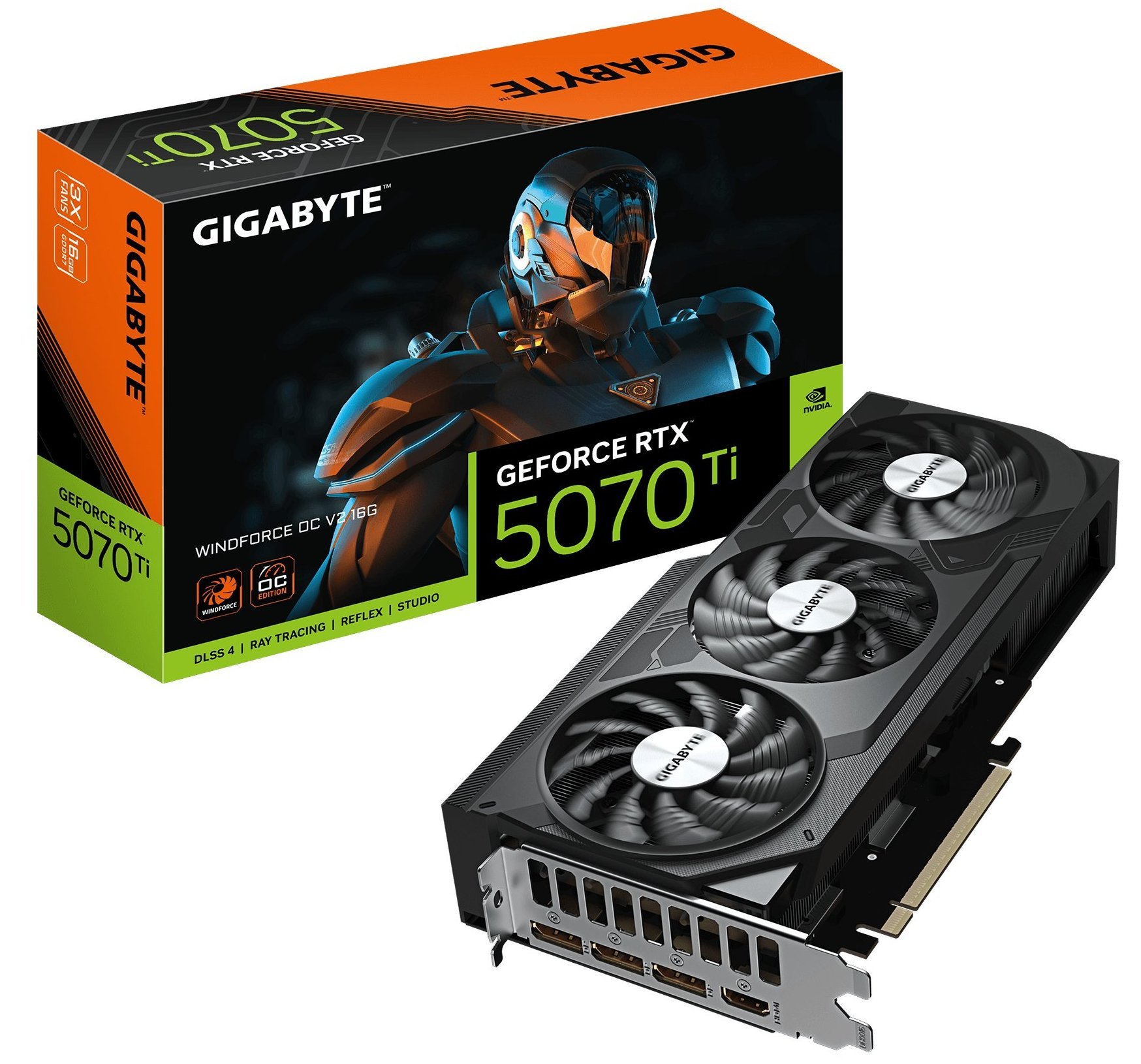 Відеокарта GeForce RTX 5070 Ti 16GB GDDR7 GIGABYTE WINDFORCE OC V2 (GV-N507TWF3OCV2-16GD) - зображення 1