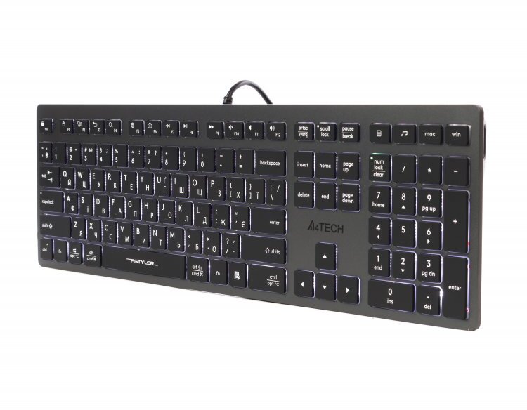 Клавіатура A4-Tech FX60H USB Grey White backlit - зображення 2