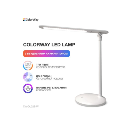 Лампа світлодіодна настільна ColorWay white (CW-DL02B-W) - зображення 7