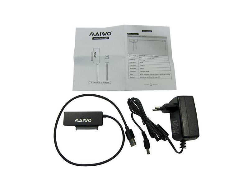 Конвертор USB3.0 to HDD SATA 2,5\/3,5\/5,25\/SSD, PA 2V\/2A black - зображення 1