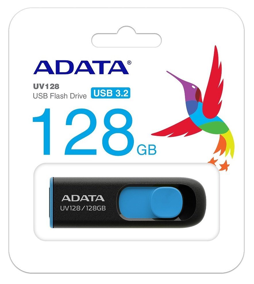 Флеш пам'ять USB 32 Gb ADATA UV128 black-blue USB 3.0 - зображення 4