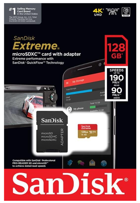 MicroSDXC 128 Gb SANDISK Extreme UHS-I U3 class 10 - зображення 3