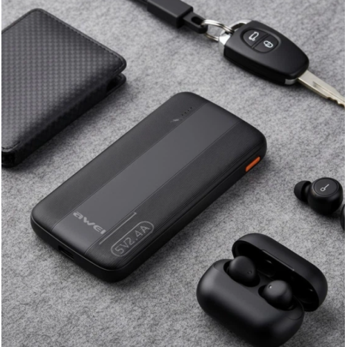Батарея POWER BANK AWEI P20K 10000mAh, 12W, Black - зображення 4