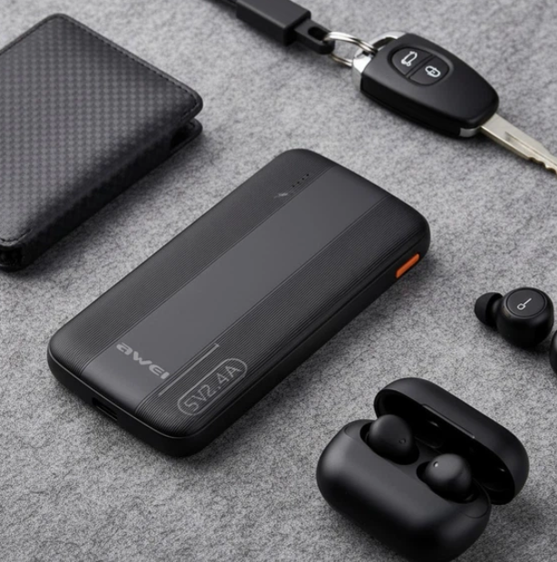 Батарея POWER BANK AWEI P20K 10000mAh, 12W, Black - зображення 4