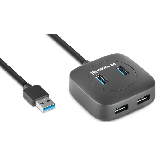 Концентратор USB 3.0 REAL-EL HQ-187 black 4 порти - зображення 1