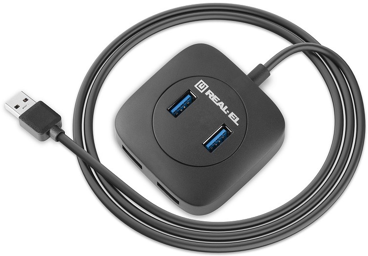 Концентратор USB 3.0 REAL-EL HQ-187 black 4 порти - зображення 7