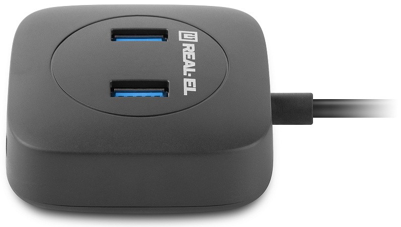 Концентратор USB 3.0 REAL-EL HQ-187 black 4 порти - зображення 3