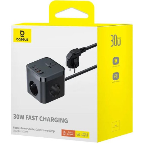 Мережевий фільтр Baseus PowerCombo Cube Power Strip 30W (E00066400117-00) - зображення 4