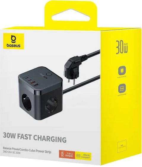 Мережевий фільтр Baseus PowerCombo Cube Power Strip 30W (E00066400117-00) - зображення 4