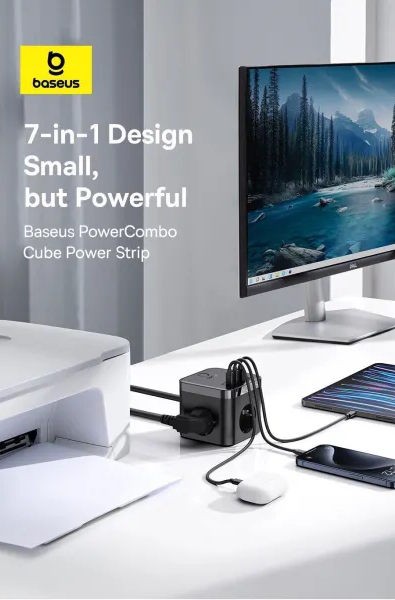 Мережевий фільтр Baseus PowerCombo Cube Power Strip 30W (E00066400117-00) - зображення 5