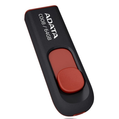 Флеш пам'ять USB 64 Gb ADATA C008 black+red  USB2.0 - зображення 2