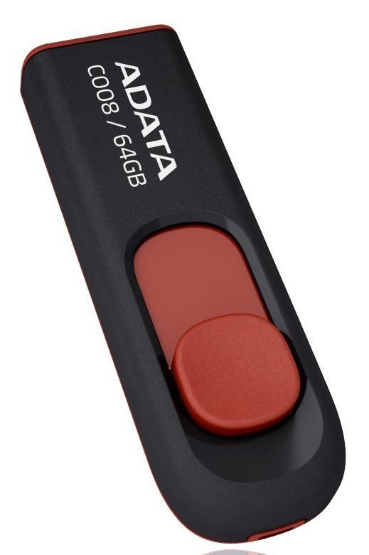 Флеш пам'ять USB 64 Gb ADATA C008 black+red  USB2.0 - зображення 2
