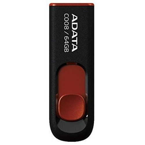 Флеш пам'ять USB 64 Gb ADATA C008 black+red  USB2.0 - зображення 3