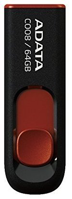 Флеш пам'ять USB 64 Gb ADATA C008 black+red  USB2.0 - зображення 3