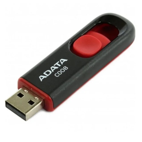 Флеш пам'ять USB 64 Gb ADATA C008 black+red  USB2.0 - зображення 1