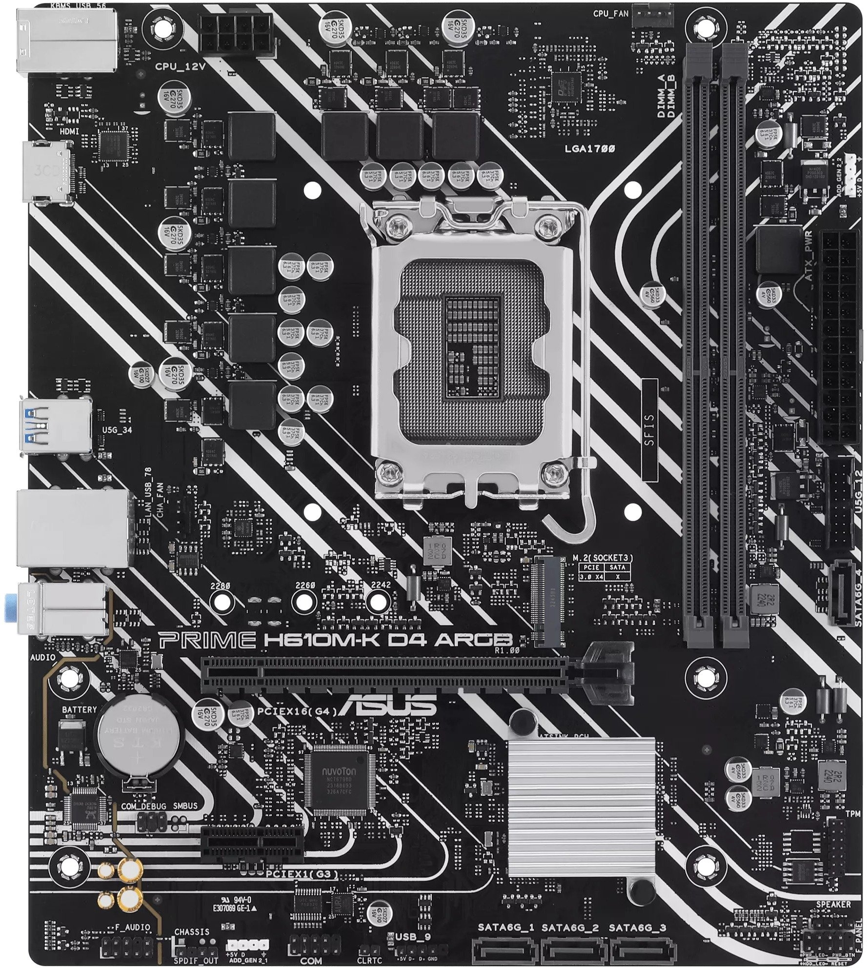 Мат. плата 1700 ASUS PRIME H610M-K D4 ARGB - зображення 1