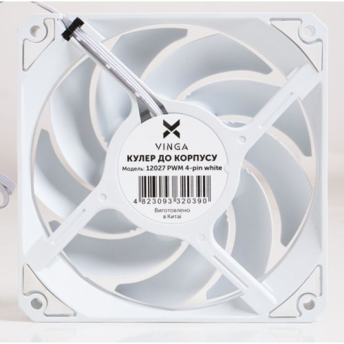 Вентилятор для корпусів 120 мм Vinga 12027 PWM 4-pin white ОЕМ - зображення 3