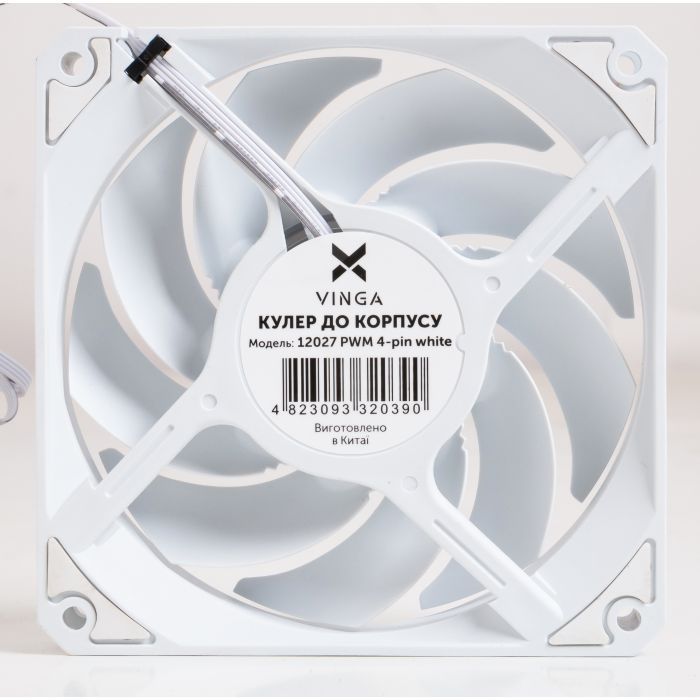 Вентилятор для корпусів 120 мм Vinga 12027 PWM 4-pin white ОЕМ - зображення 3