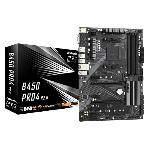 Мат. плата AM4 AsRock B450 PRO4 R2.0 - зображення 1