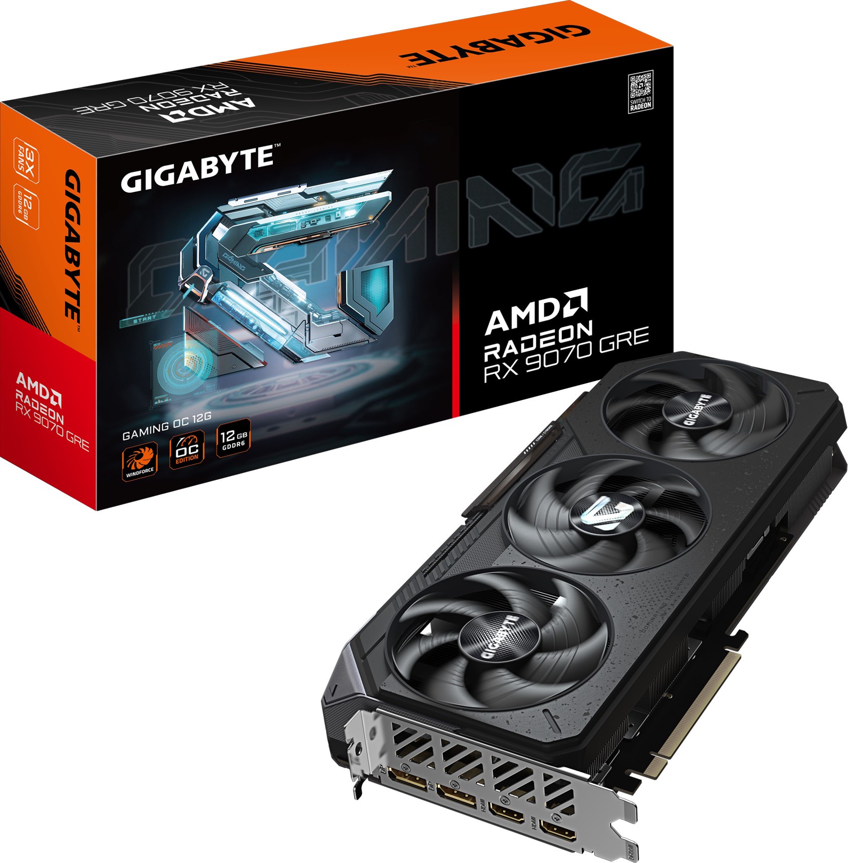 Відеокарта ATI Radeon RX 9070 12 Gb GDDR6 GIGABYTE GRE GAMING OC (GV-R907GREGAMING OC-12GD) - зображення 1