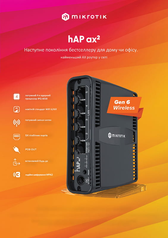 Маршрутизатор WiFi Mikrotik hAP ax2 C52iG-5HaxD2HaxD-TC - зображення 6