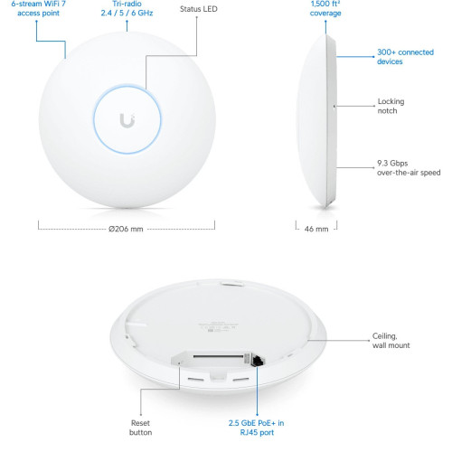 Точка доступу Ubiquiti UniFi 7 Pro (U7-PRO) - зображення 8