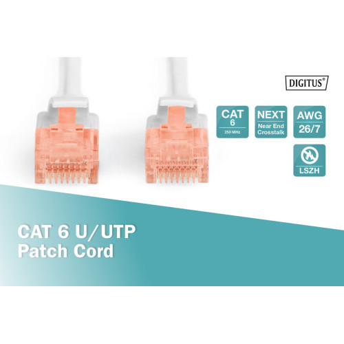Патч-корд Cat.6, UTP, RJ45, 5.0 м, AWG 26\/7, Cu, LSZH, сірий, Digitus - зображення 2