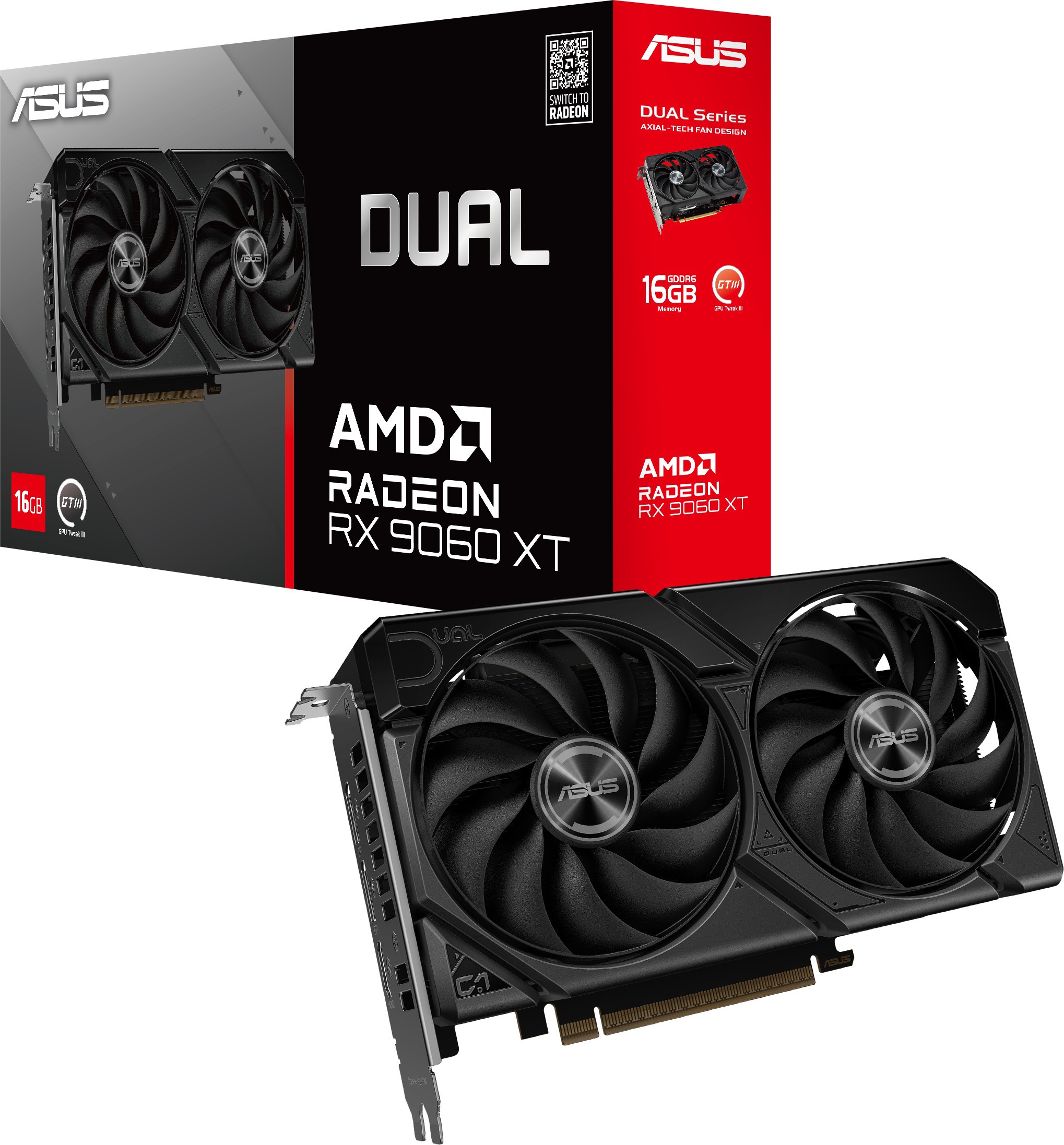 Відеокарта ATI Radeon RX 9060 XT 16 Gb GDDR6 ASUS Dual (DUAL-RX9060XT-16G) - зображення 1