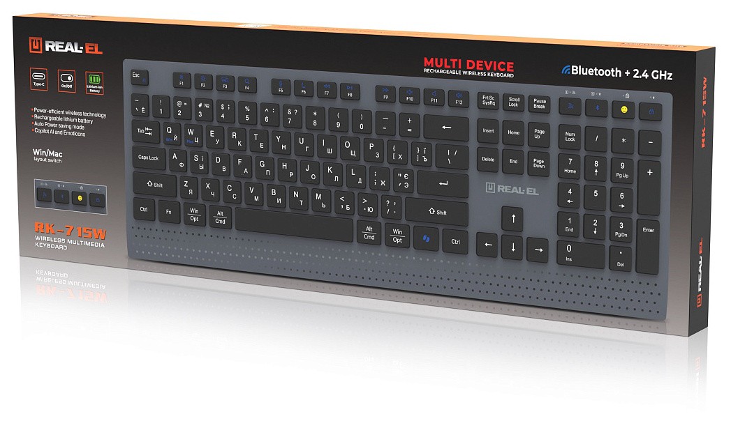 Клавіатура бездротова REAL-EL RK-715W - зображення 8