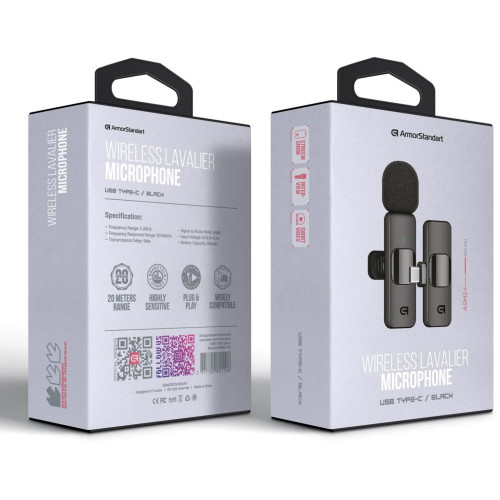 Бездротовий петличний мікрофон ArmorStandart ASM2 USB type-C Black - зображення 2
