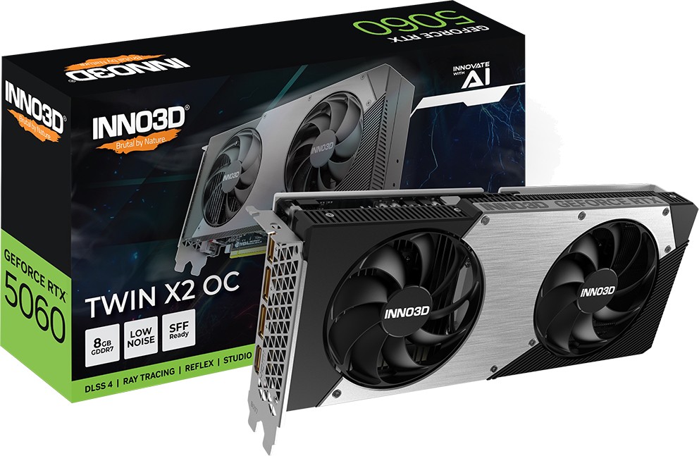 Відеокарта GeForce RTX 5060 8GB GDDR7 INNO3D TWIN X2 (N50602-08D7-195071N) - зображення 1