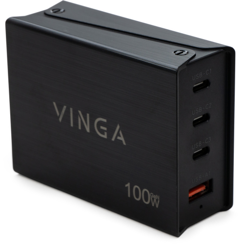 Зарядний пристрій Vinga GaN 100W PD+QC (VCPCH100CB) - зображення 2