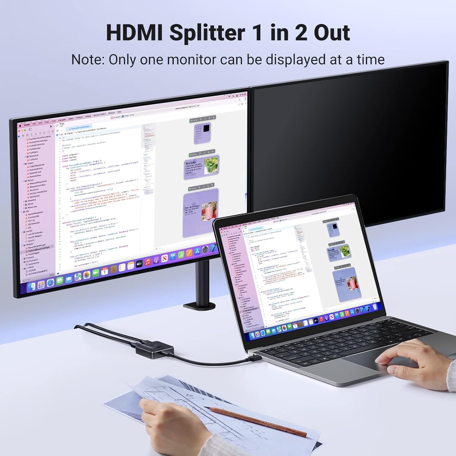 Відеосплітер UGREEN CM217 Switch HDMI to 2 x HDMI 4K 60Hz - зображення 8